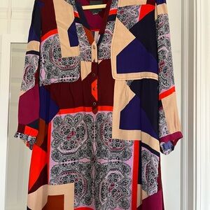 Anthro Maeve Colorful Geometric Patterned Dress